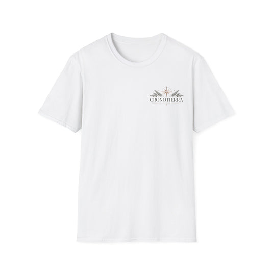 Cronotherapy Logo T‑Shirt — Minimal Sunrise Botanical Graphic Tee