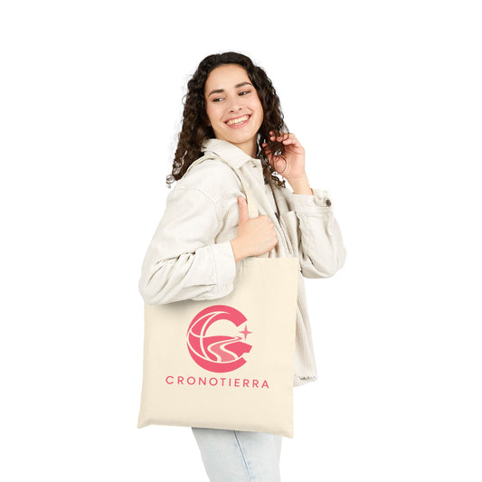 Cronotierra Pink Logo Tote Bag — Heavy Cotton Canvas Shopper