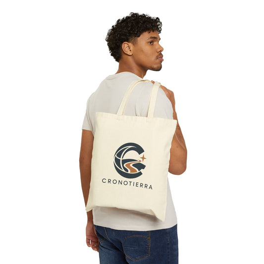 Cronotierra Black & White Logo Tote Bag — Heavy Cotton Canvas Shopper