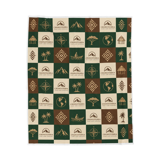 Cronotierra Adventure Patchwork Velveteen Blanket | Explorer Throw