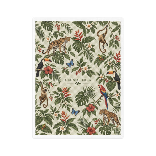 Cronotierra Amazon Rainforest Velveteen Microfiber Blanket | Tropical Wildlife Throw