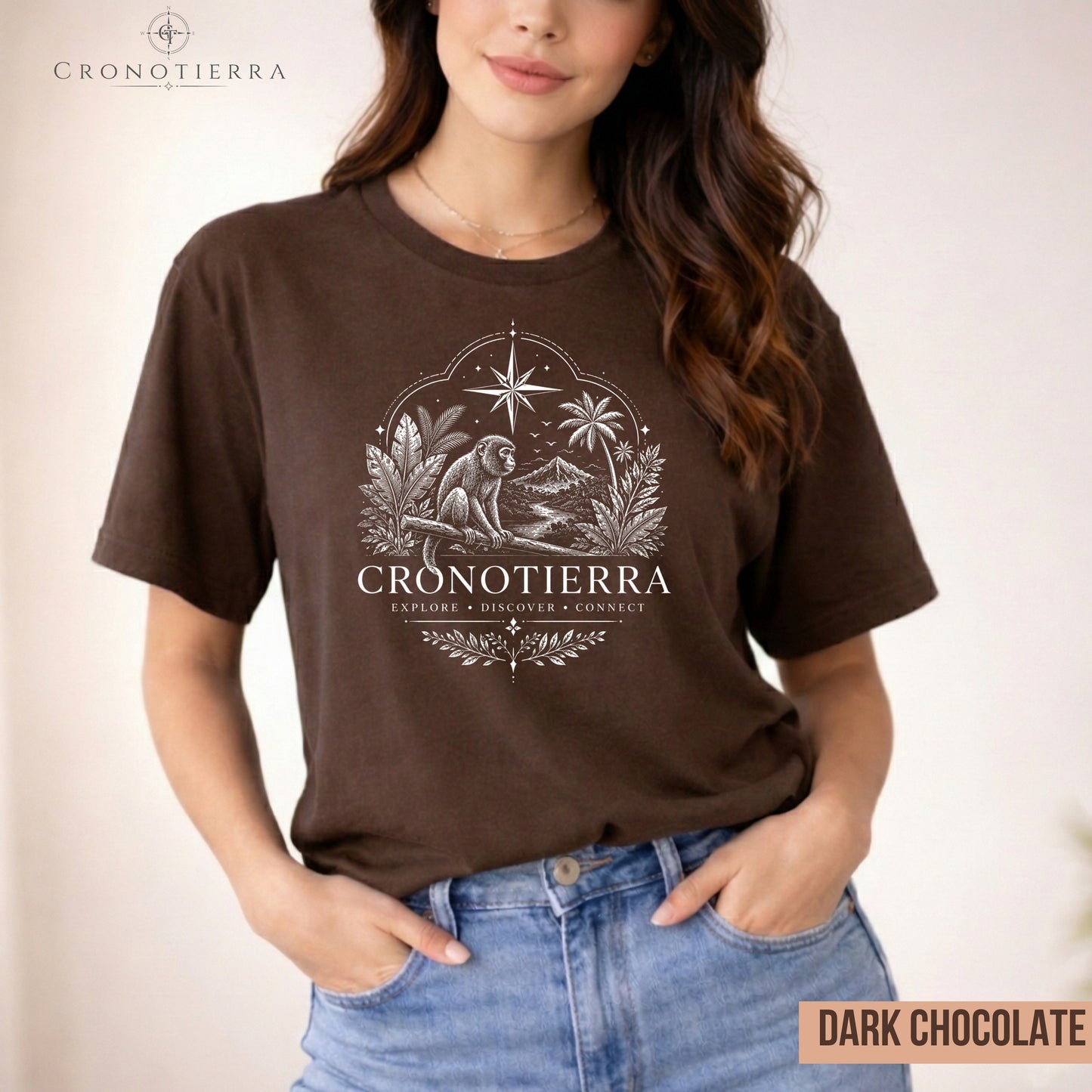 Adventure Monkey T-Shirt — 'Cronotierra' Vintage Jungle Compass Tee