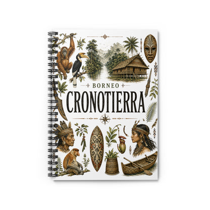 Caderno Espiral Cronotierra Bornéu Expedição — Diário de Viagem Tropical Vintage