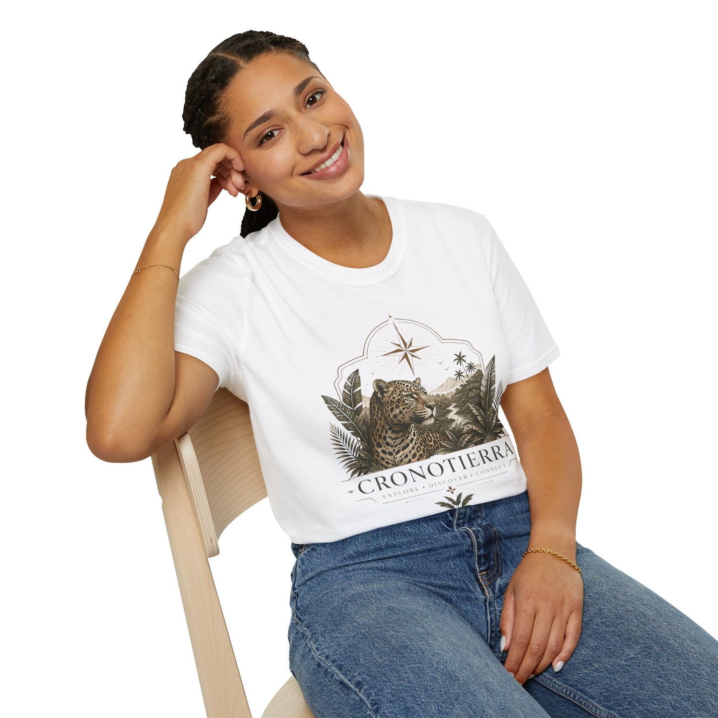 Leopard Compass T‑Shirt — Cronotierra Vintage Jungle Graphic Tee