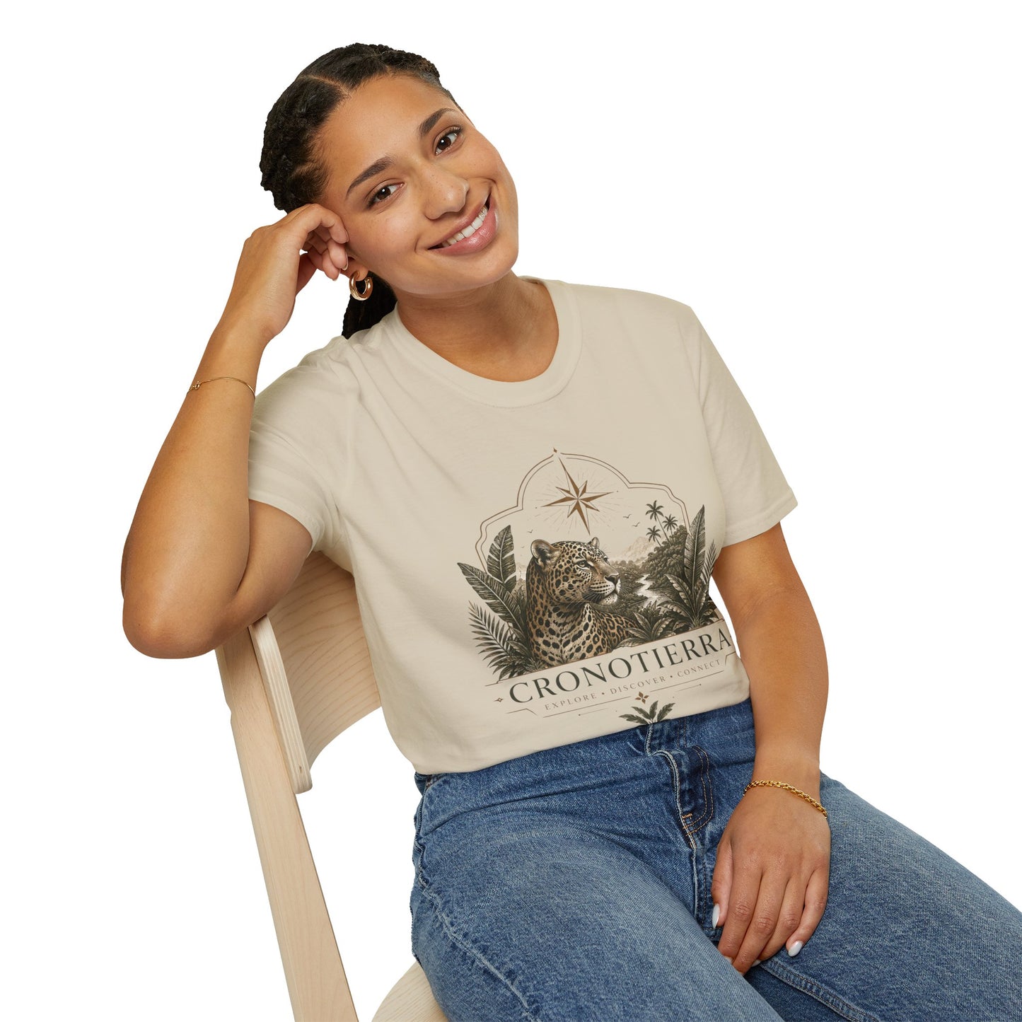 Leopard Compass T‑Shirt — Cronotierra Vintage Jungle Graphic Tee