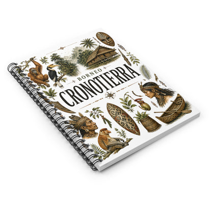 Caderno Espiral Cronotierra Bornéu Expedição — Diário de Viagem Tropical Vintage