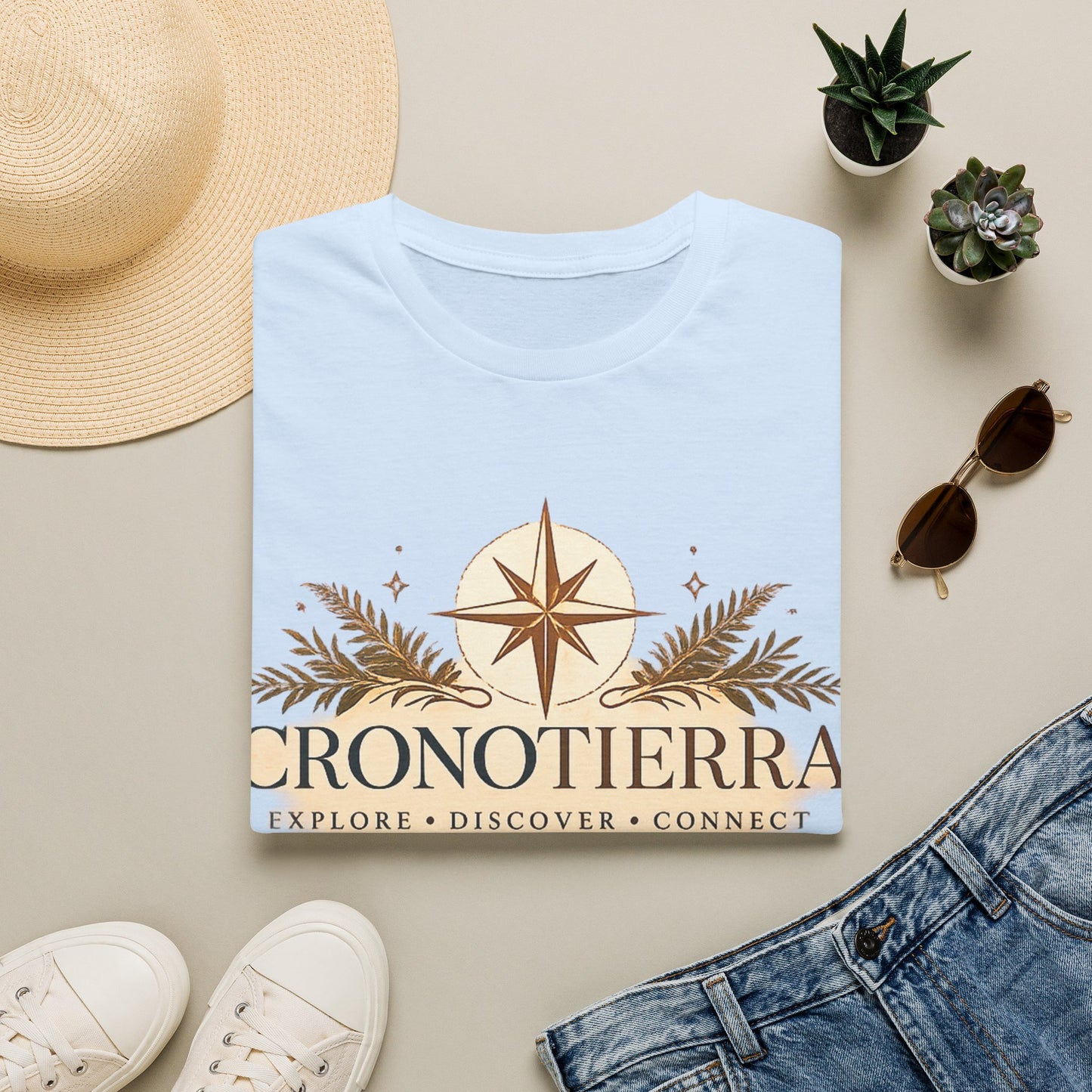 Cronotierra Compass T-Shirt — Explore • Discover • Connect