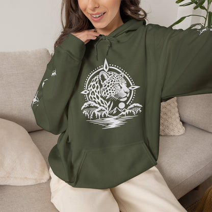Jaguar Compass Hoodie – Cronotierra Adventure Graphic Sweatshirt