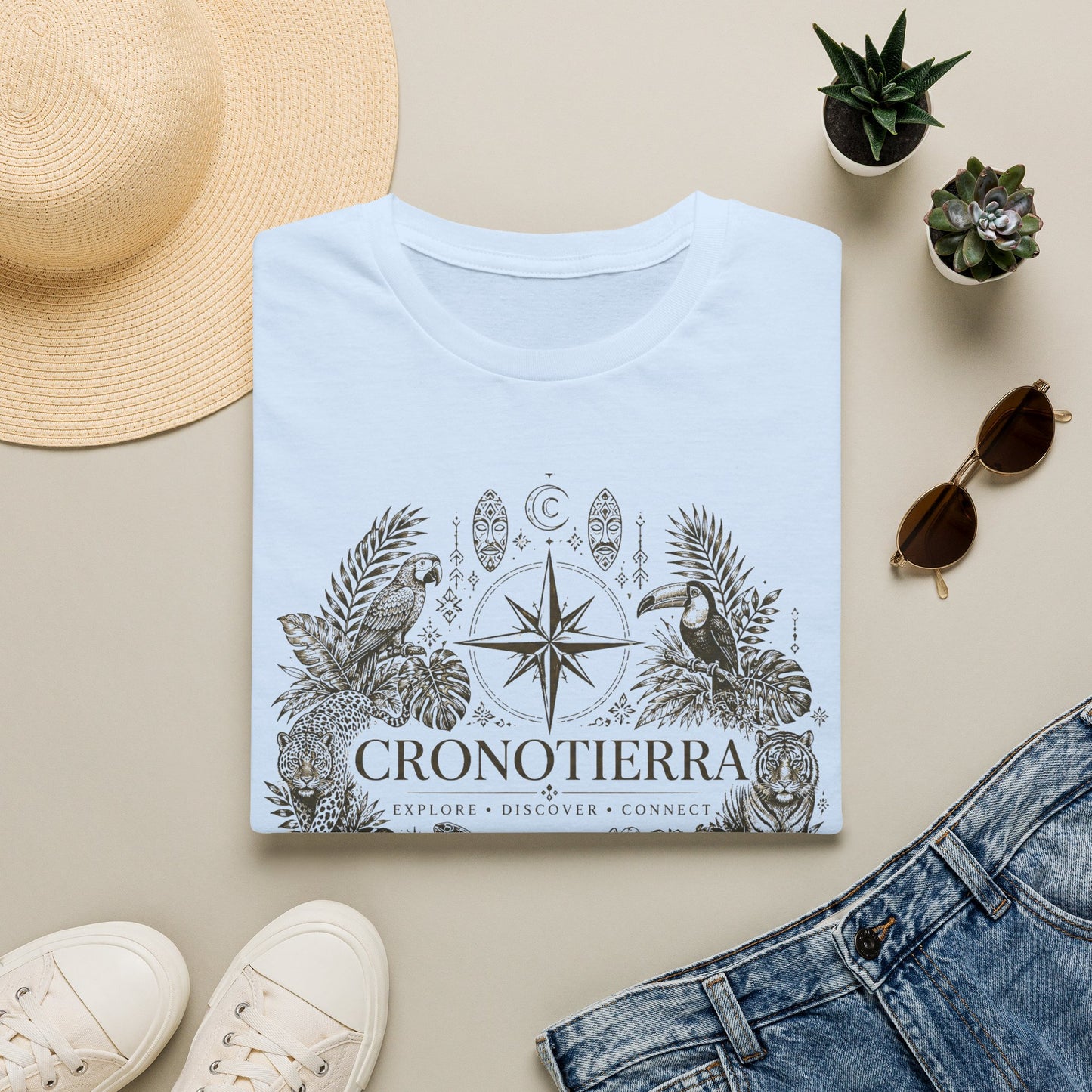 Cronotierra Compass Tee — Explore, Discover & Connect Graphic T-Shirt