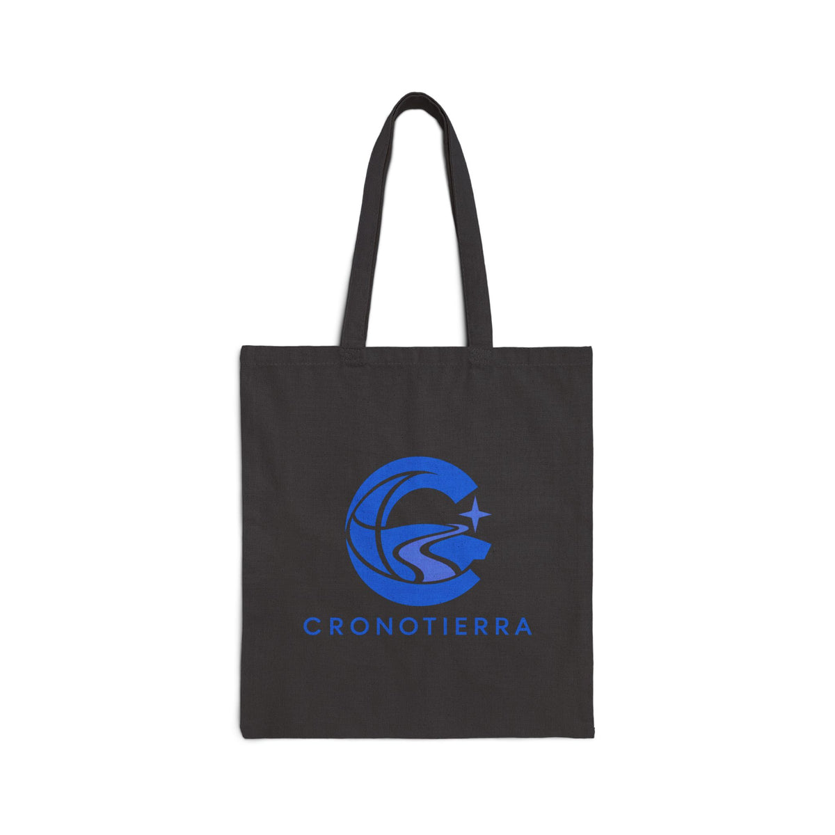 Cronotierra Blue Logo Tote Bag — Heavy Cotton Canvas Shopper