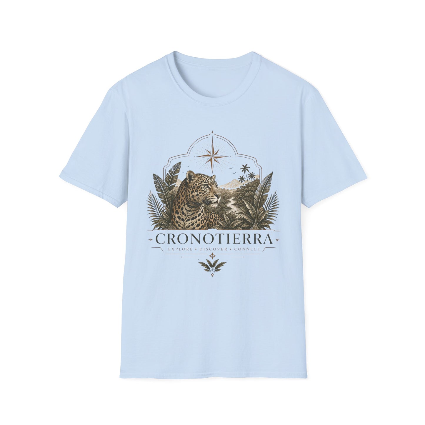 Leopard Compass T‑Shirt — Cronotierra Vintage Jungle Graphic Tee