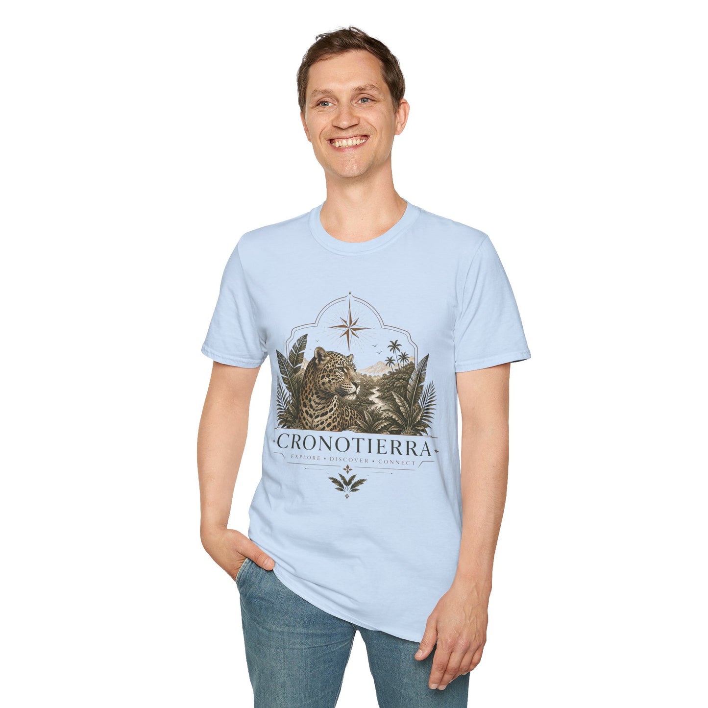 Leopard Compass T‑Shirt — Cronotierra Vintage Jungle Graphic Tee