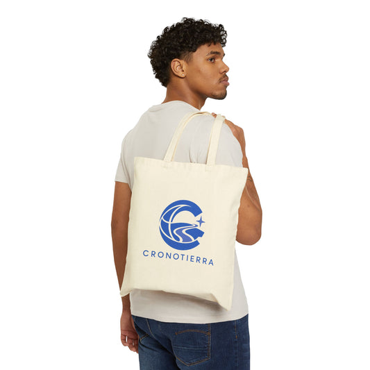 Cronotierra Blue Logo Tote Bag — Heavy Cotton Canvas Shopper