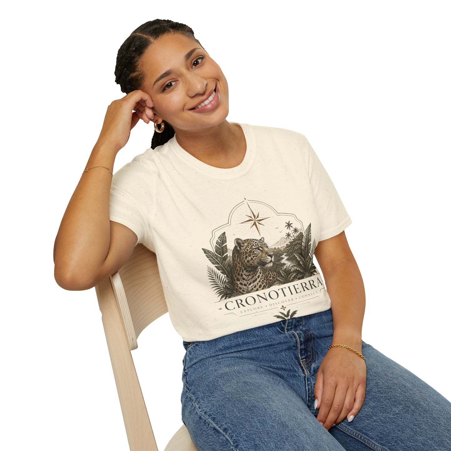 Leopard Compass T‑Shirt — Cronotierra Vintage Jungle Graphic Tee