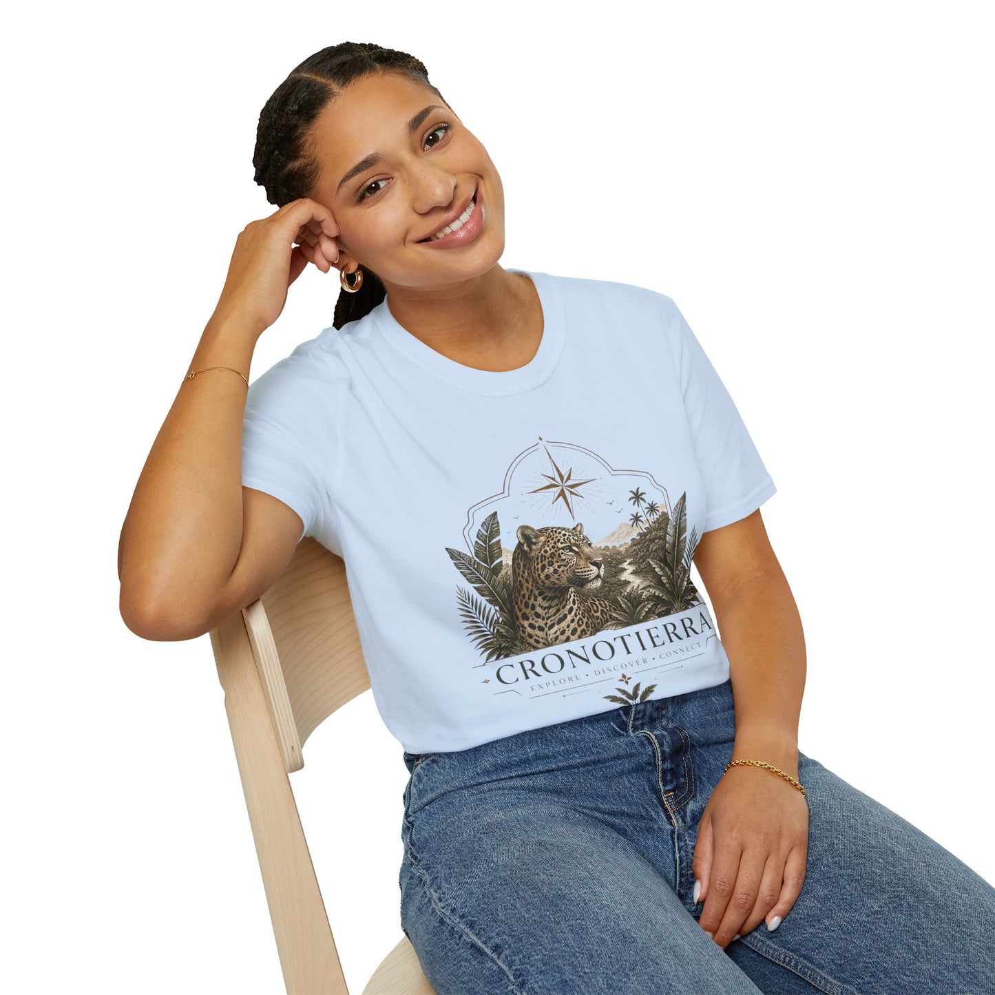 Leopard Compass T‑Shirt — Cronotierra Vintage Jungle Graphic Tee