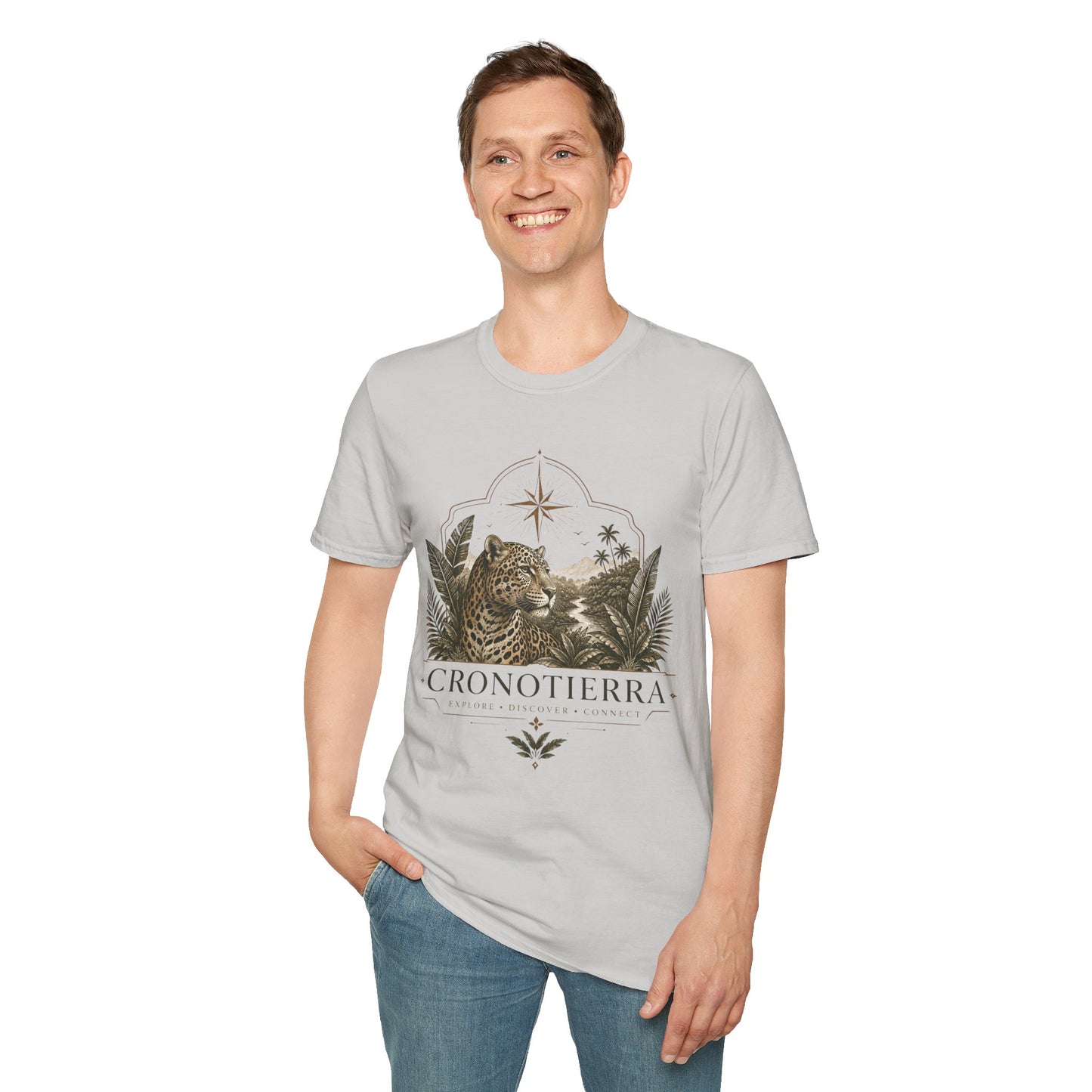Leopard Compass T‑Shirt — Cronotierra Vintage Jungle Graphic Tee