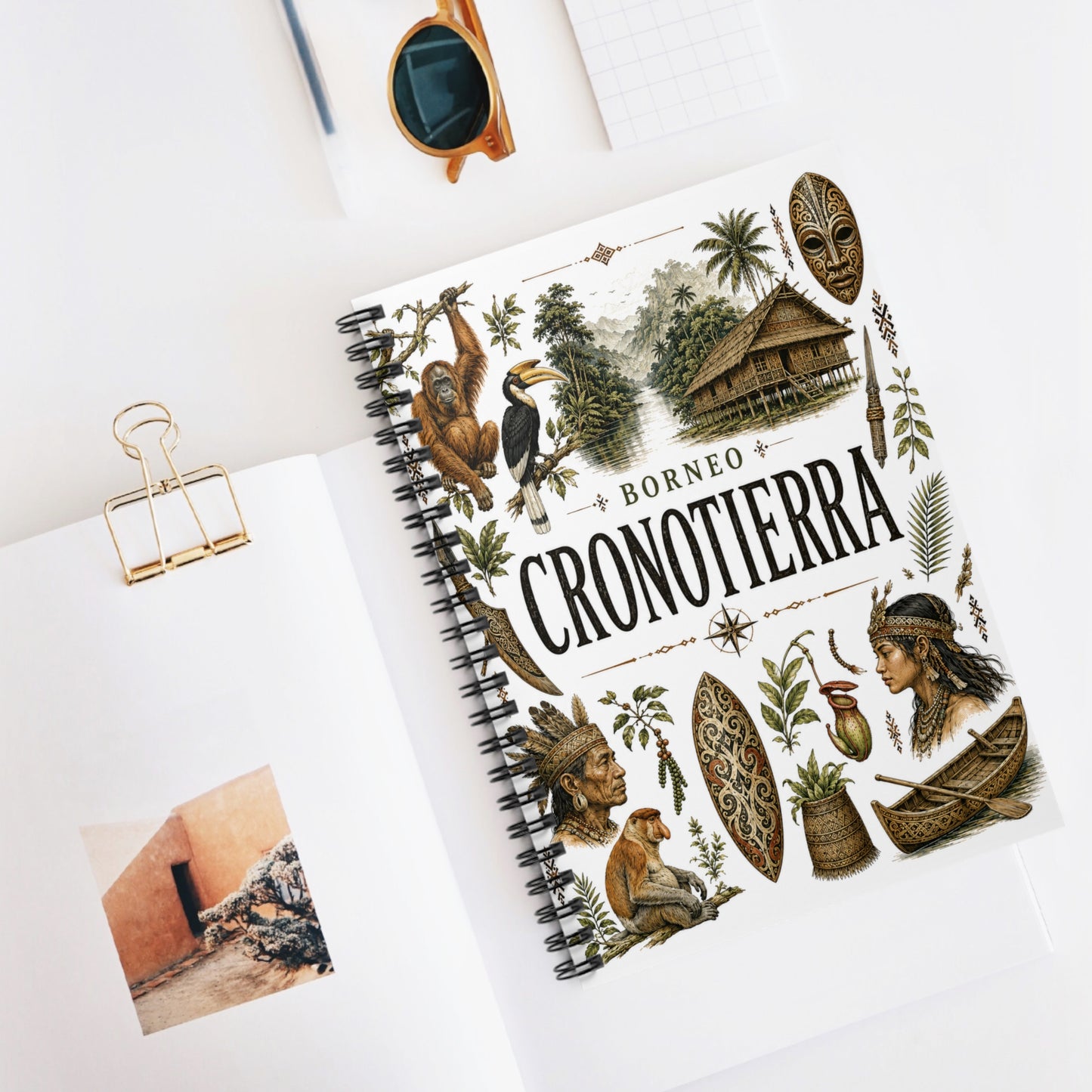 Cronotierra Borneo Expedition Spiral Notebook — Vintage Tropical Travel Journal