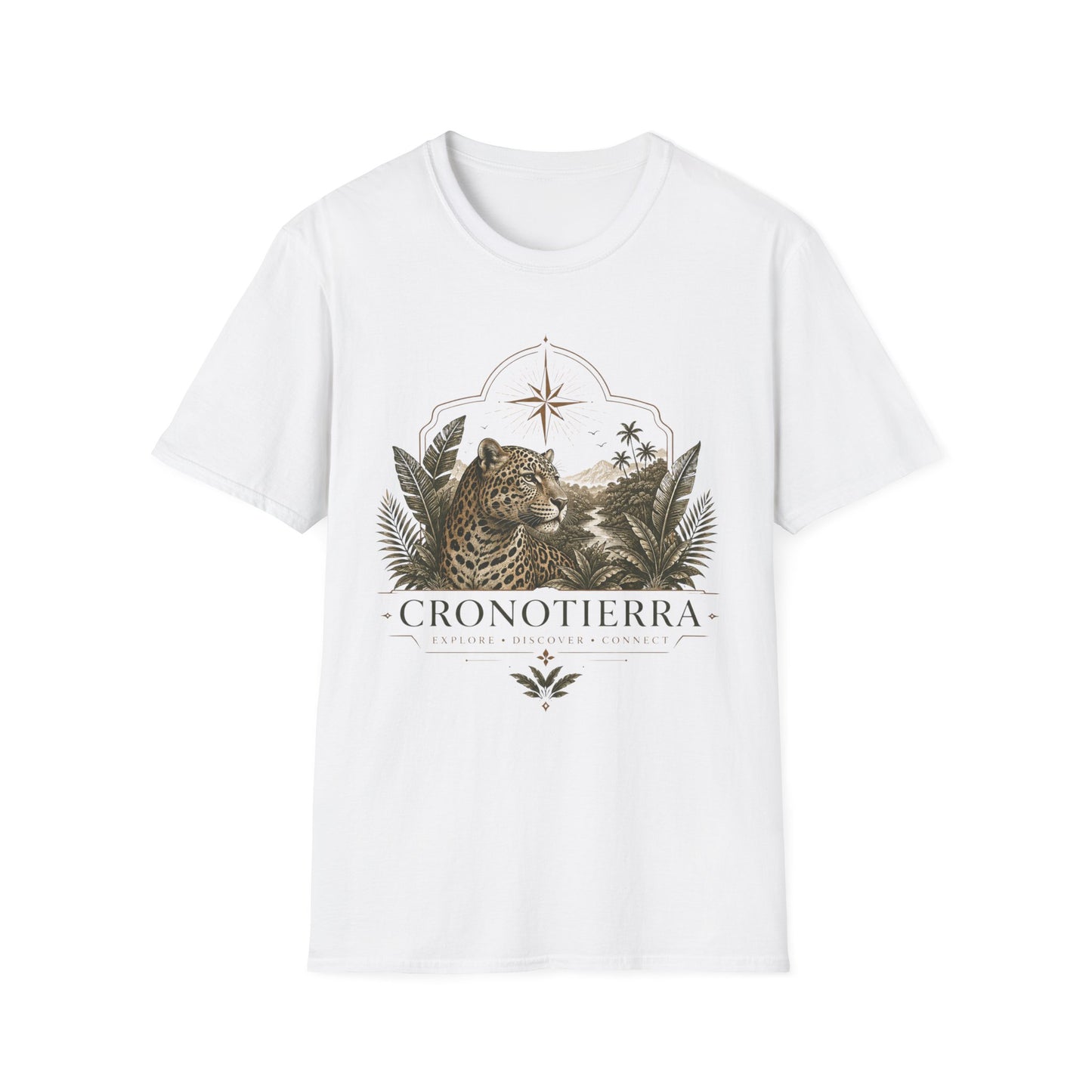 Leopard Compass T‑Shirt — Cronotierra Vintage Jungle Graphic Tee