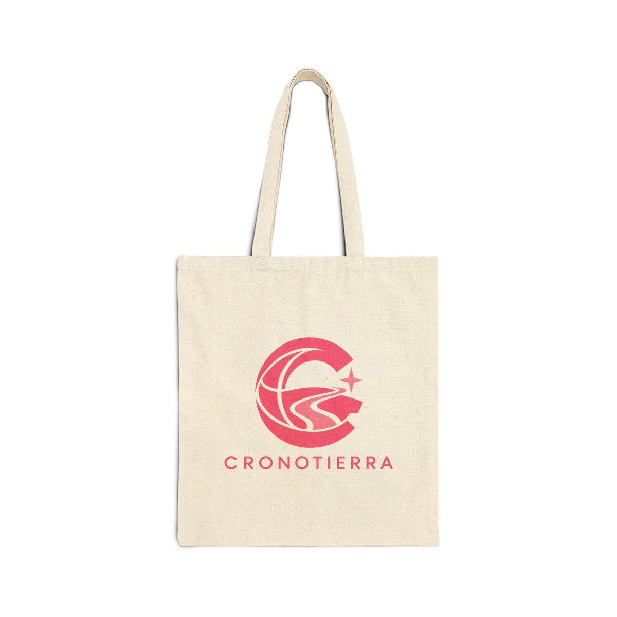 Cronotierra Pink Logo Tote Bag — Heavy Cotton Canvas Shopper