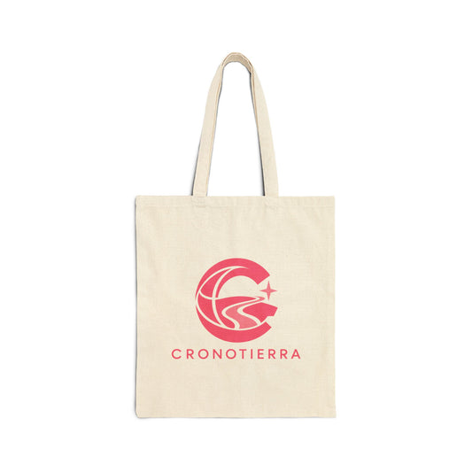 Cronotierra Pink Logo Tote Bag — Heavy Cotton Canvas Shopper