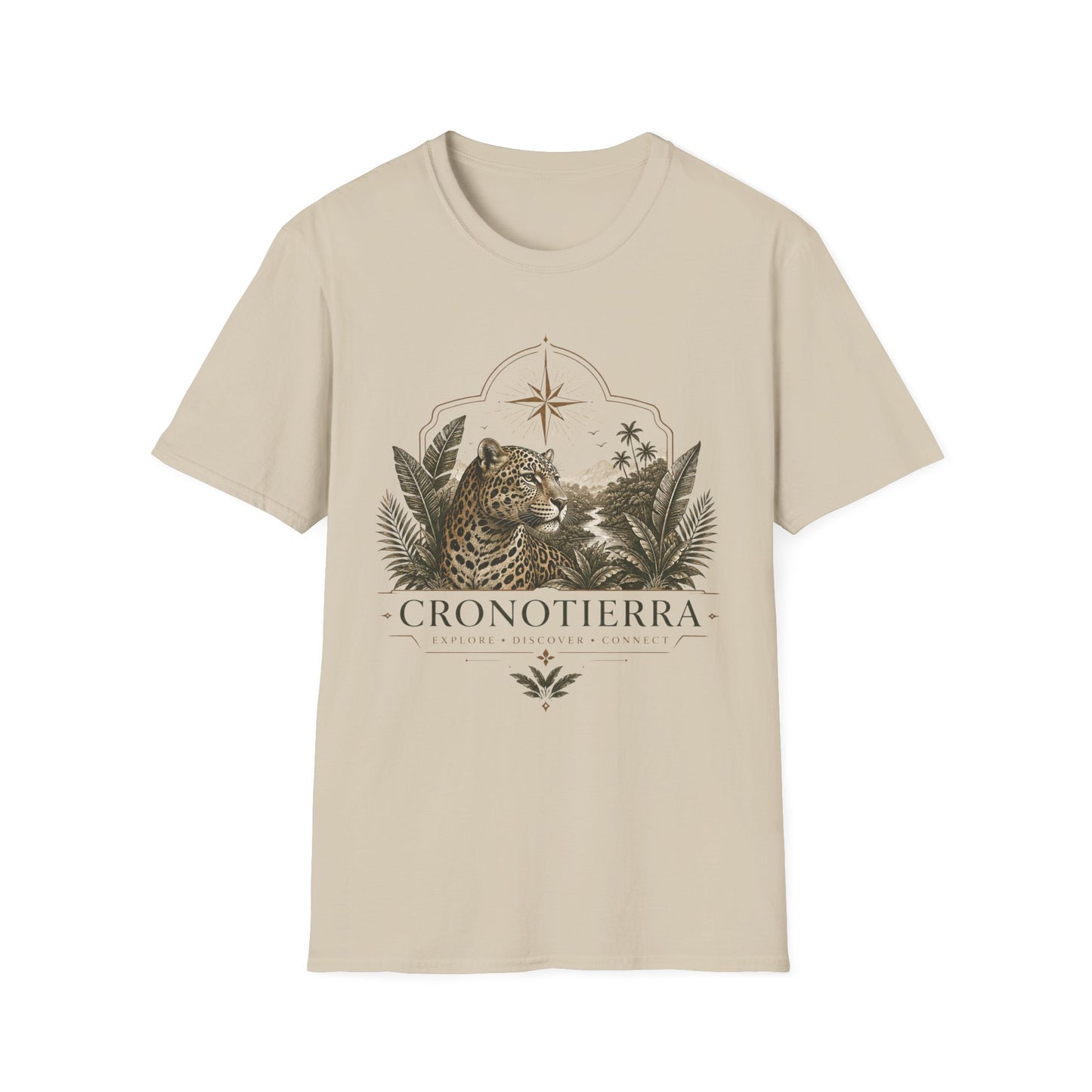 Leopard Compass T‑Shirt — Cronotierra Vintage Jungle Graphic Tee