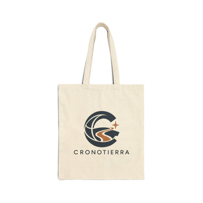 Cronotierra Black & White Logo Tote Bag — Heavy Cotton Canvas Shopper
