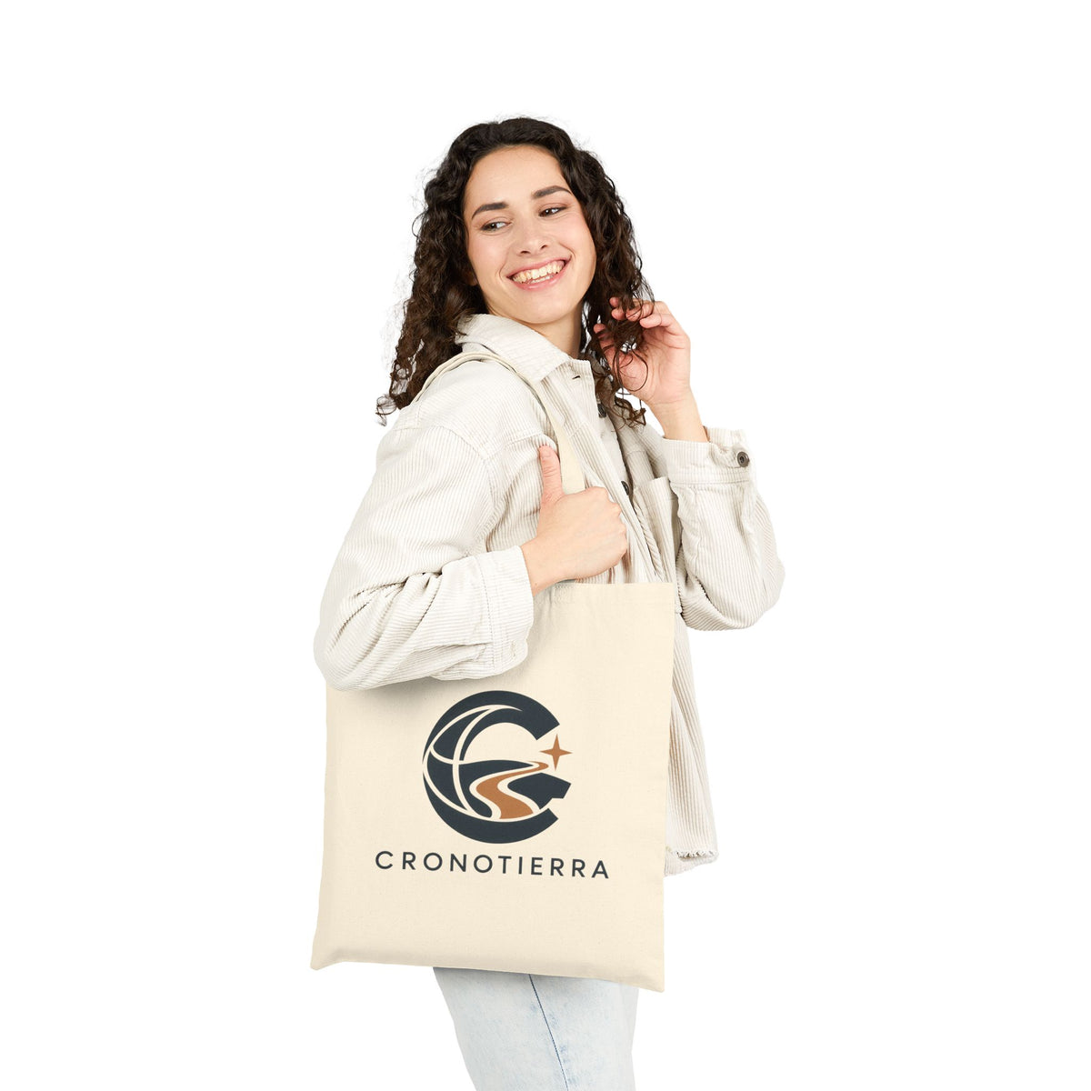 Cronotierra Black & White Logo Tote Bag — Heavy Cotton Canvas Shopper
