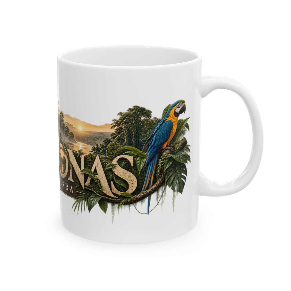 Amazonas Ceramic Mug — Tropical Jungle Macaw Coffee Cup | Cronotierra 11oz