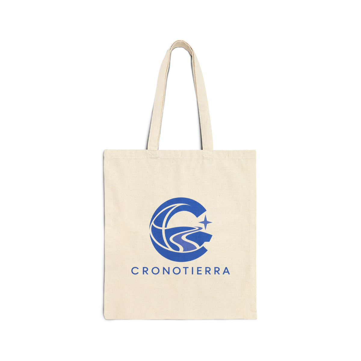 Cronotierra Blue Logo Tote Bag — Heavy Cotton Canvas Shopper