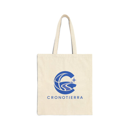 Cronotierra Blue Logo Tote Bag — Heavy Cotton Canvas Shopper