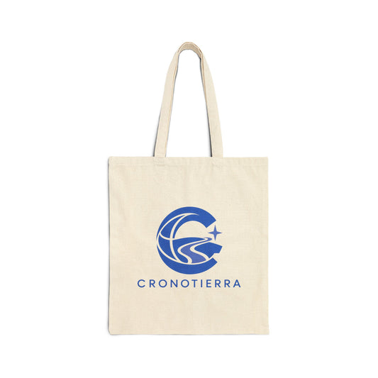 Cronotierra Blue Logo Tote Bag — Heavy Cotton Canvas Shopper