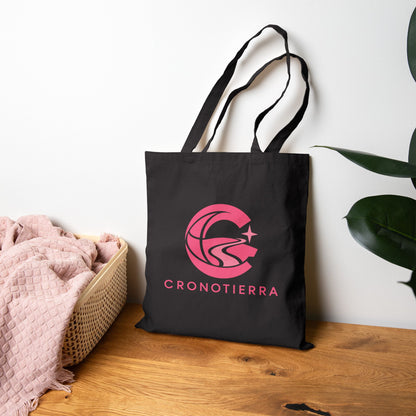 Cronotierra Pink Logo Tote Bag — Heavy Cotton Canvas Shopper