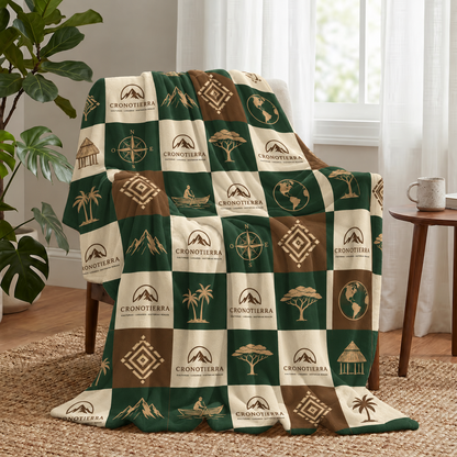 Cronotierra Adventure Patchwork Velveteen Blanket | Explorer Throw