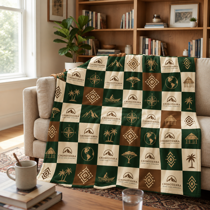 Cronotierra Adventure Patchwork Velveteen Blanket | Explorer Throw