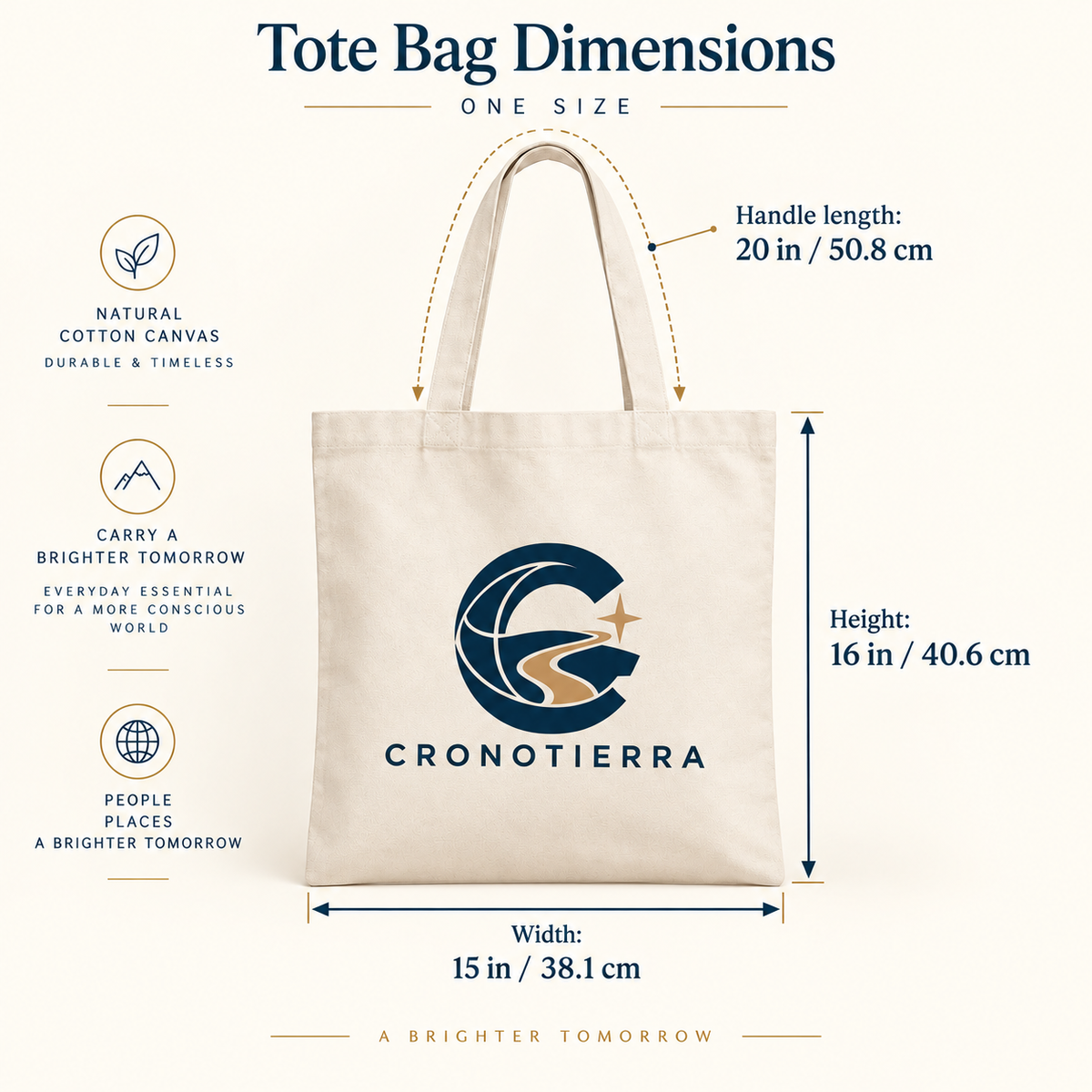 Cronotierra Black & White Logo Tote Bag — Heavy Cotton Canvas Shopper