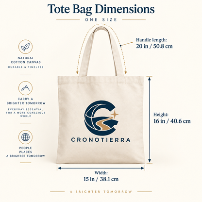Cronotierra Black & White Logo Tote Bag — Heavy Cotton Canvas Shopper