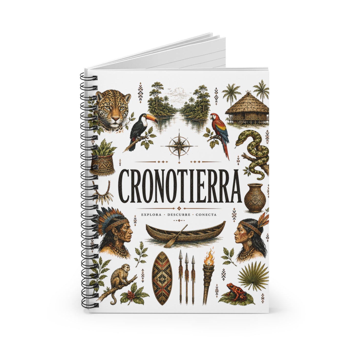 Cronotierra Jungle-Themed Spiral Notebook – Ruled Travel Journal
