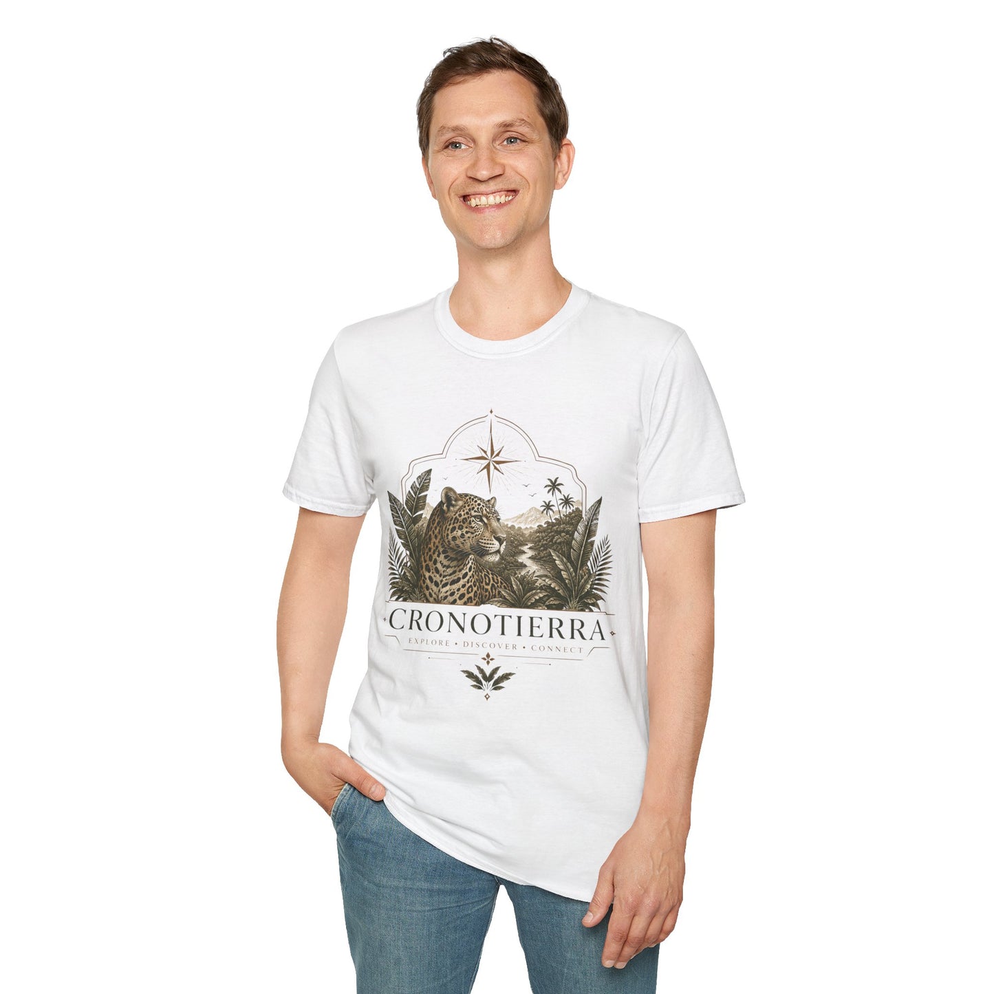 Leopard Compass T‑Shirt — Cronotierra Vintage Jungle Graphic Tee