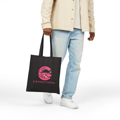 Cronotierra Pink Logo Tote Bag — Heavy Cotton Canvas Shopper