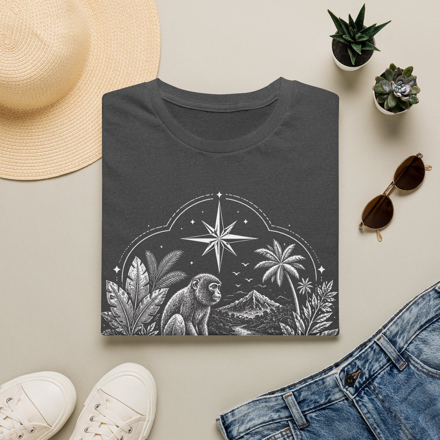 Adventure Monkey T-Shirt — 'Cronotierra' Vintage Jungle Compass Tee
