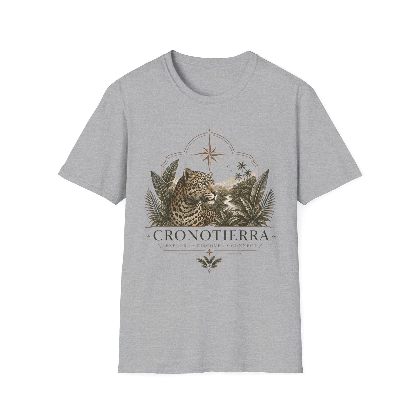 Leopard Compass T‑Shirt — Cronotierra Vintage Jungle Graphic Tee