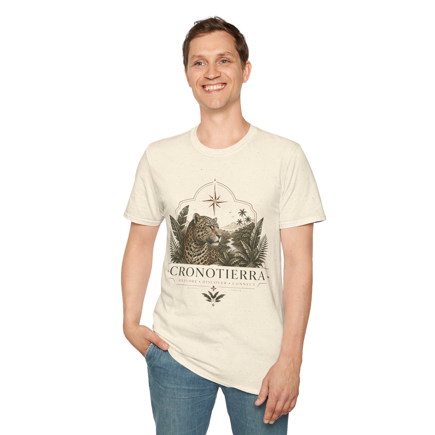 Leopard Compass T‑Shirt — Cronotierra Vintage Jungle Graphic Tee