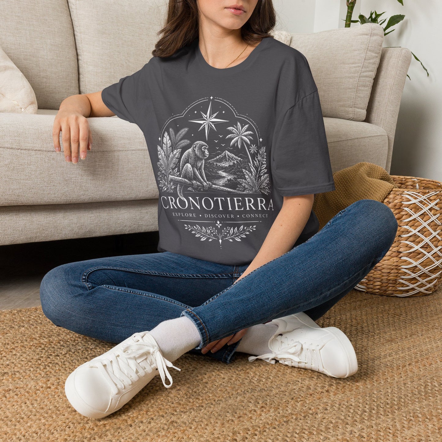 Adventure Monkey T-Shirt — 'Cronotierra' Vintage Jungle Compass Tee