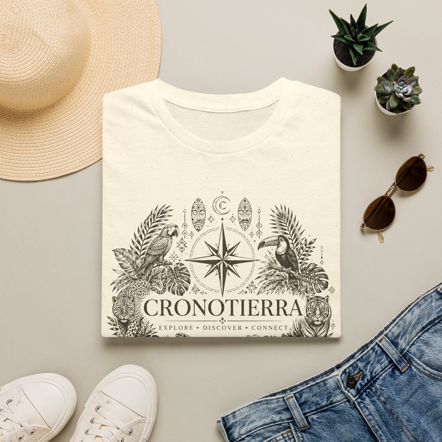 Cronotierra Compass Tee — Explore, Discover & Connect Graphic T-Shirt