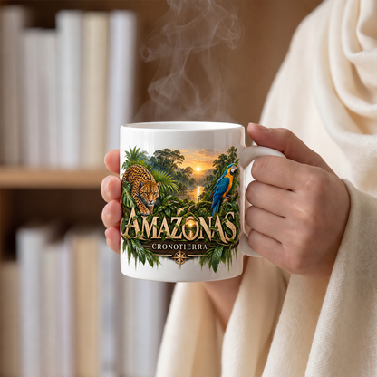 Amazonas Ceramic Mug — Tropical Jungle Macaw Coffee Cup | Cronotierra 11oz