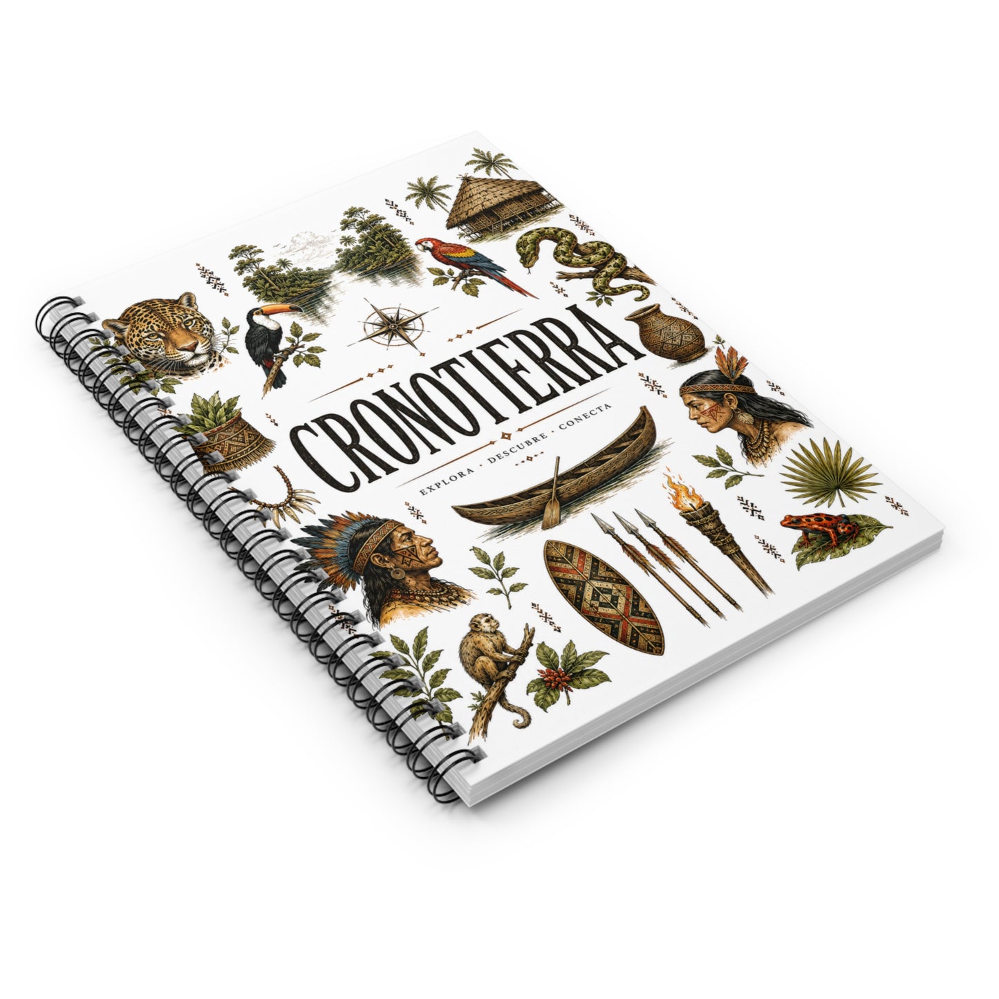 Cronotierra Jungle-Themed Spiral Notebook – Ruled Travel Journal