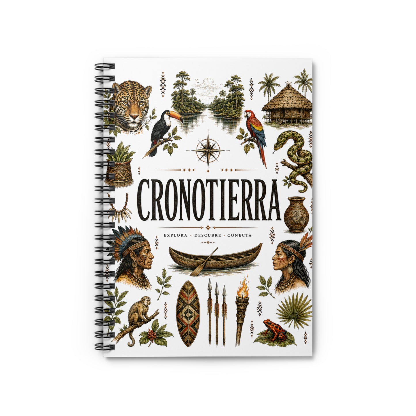 Cronotierra Jungle-Themed Spiral Notebook – Ruled Travel Journal