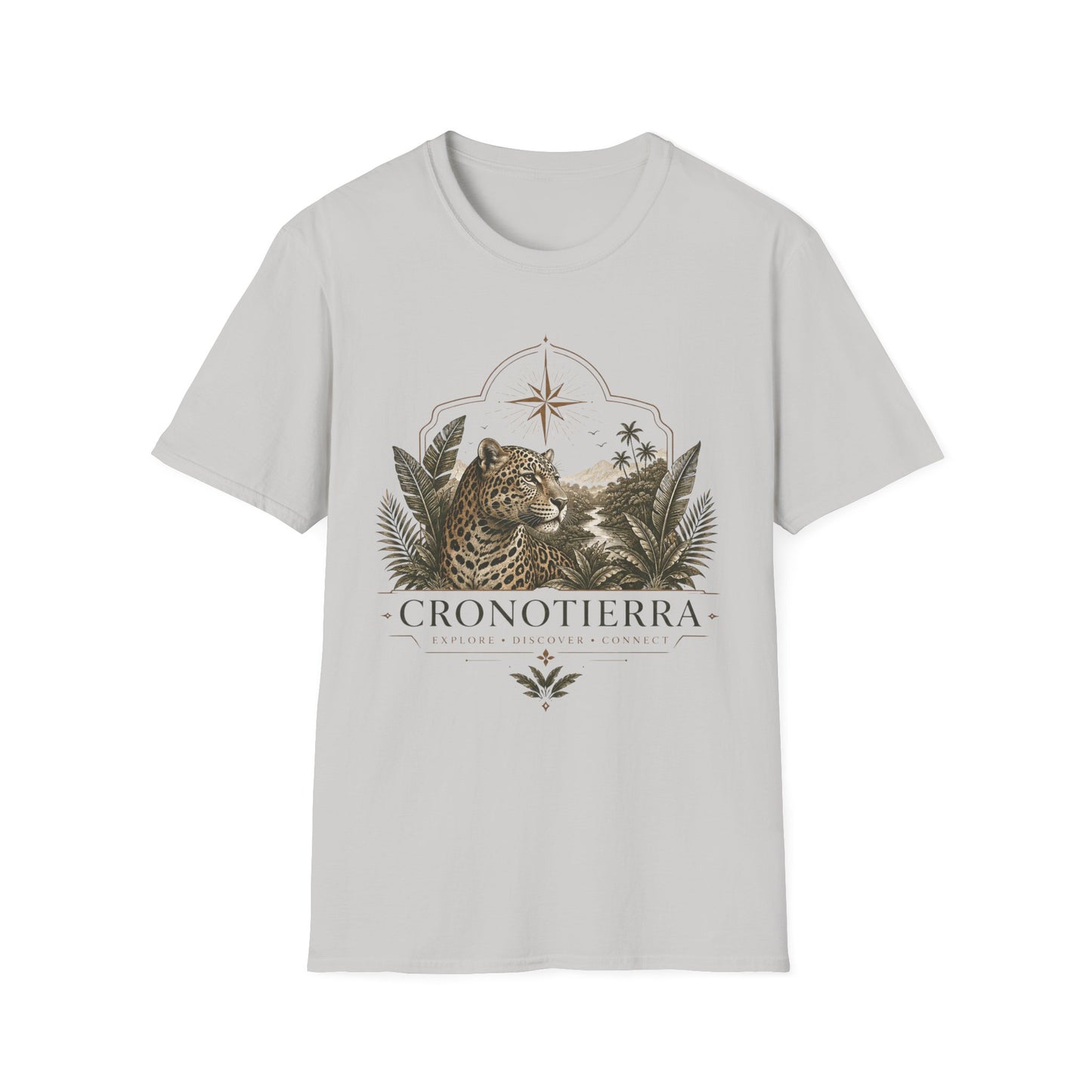 Leopard Compass T‑Shirt — Cronotierra Vintage Jungle Graphic Tee