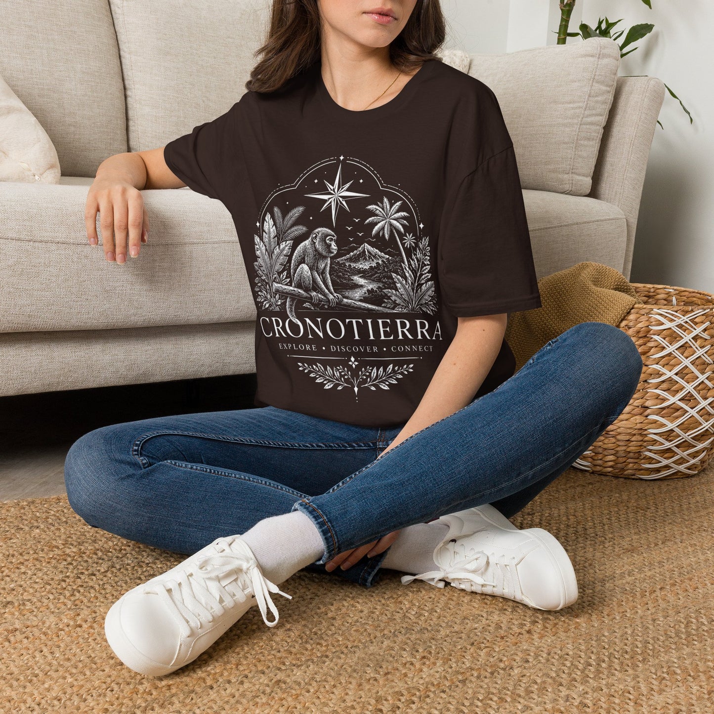 Adventure Monkey T-Shirt — 'Cronotierra' Vintage Jungle Compass Tee