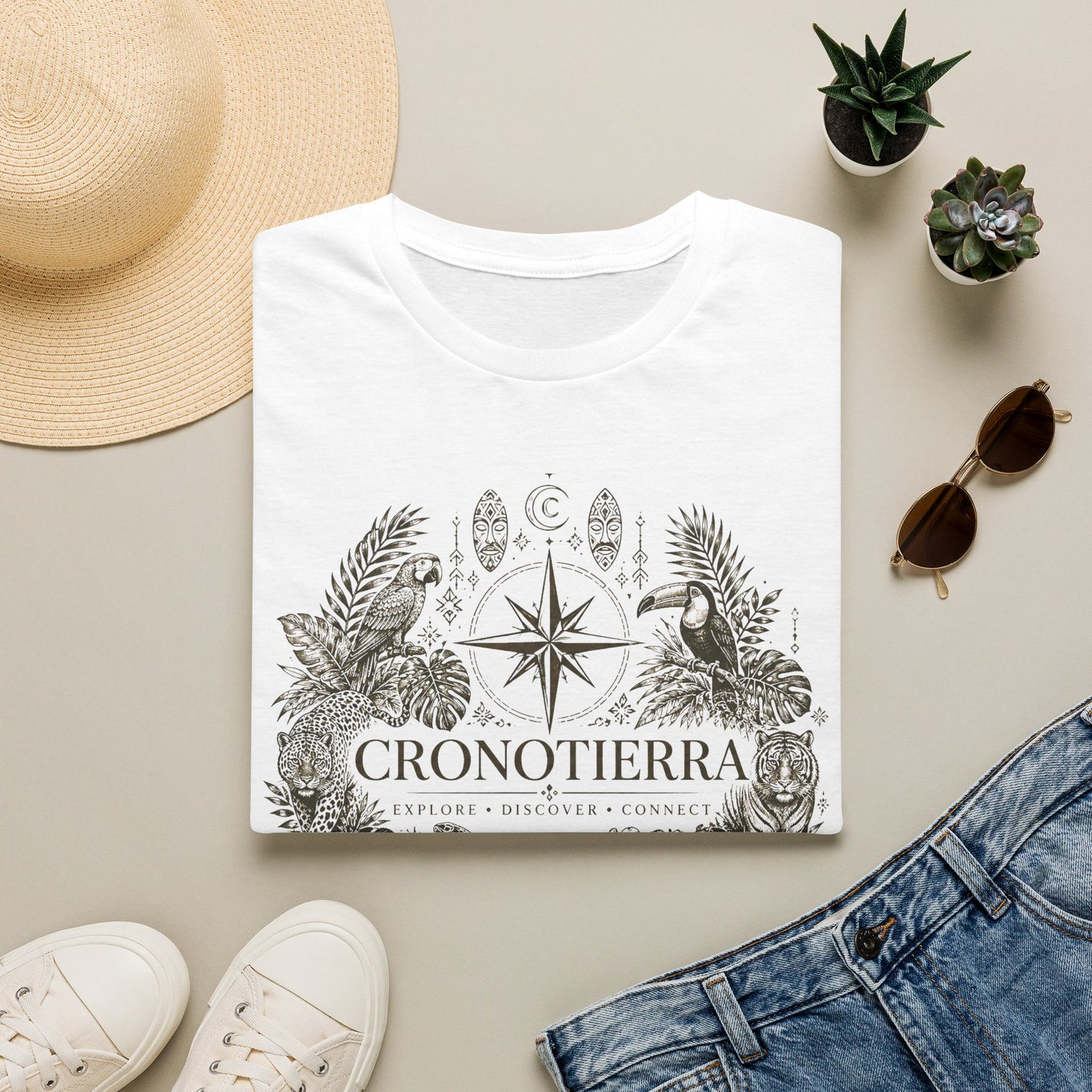 Cronotierra Compass Tee — Explore, Discover & Connect Graphic T-Shirt
